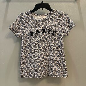 LOFT White and Blue Floral Tee